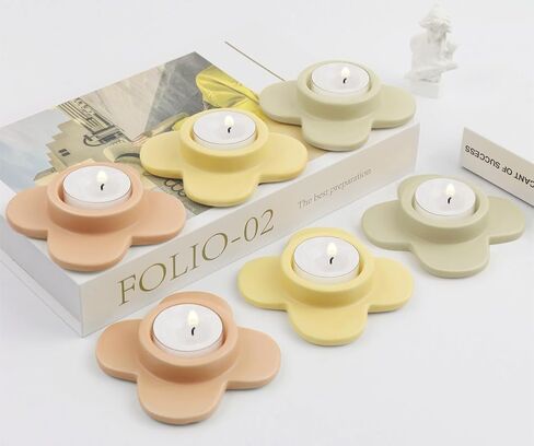 مجموعة حامل شموع Tealight مكونة من 6، حوامل شموع نذرية ملونة من السيراميك، حامل شموع أضواء الشاي لديكور المنزل، الزفاف، عيد الميلاد، الحفلات، قطع مركزية للطاولة in Saudi Arabia