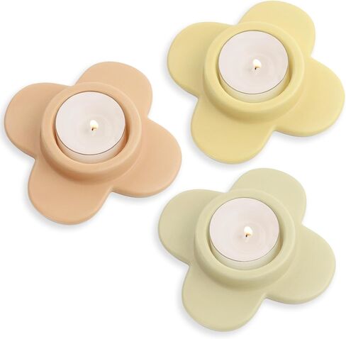 مجموعة حامل شموع Tealight مكونة من 6، حوامل شموع نذرية ملونة من السيراميك، حامل شموع أضواء الشاي لديكور المنزل، الزفاف، عيد الميلاد، الحفلات، قطع مركزية للطاولة in Saudi Arabia