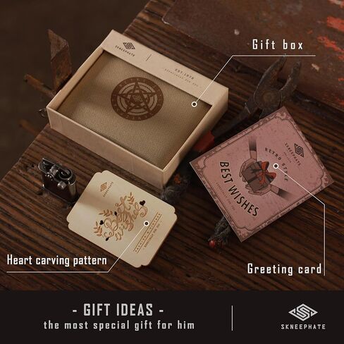 محفظة رفيعة للرجال مزودة بمشبك نقود وجيب أمامي على شكل جمجمة وحامل بطاقة ائتمان بسيط ثنائي الطي من الجلد الطبيعي مع خاصية حجب تحديد الهوية بموجات الراديو (رمادي) in Kuwait