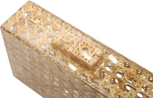 Women Acrylic Handbag Rattan Woven Pattern Square Box Crossbody Handbag Shoulder Bag Chain Purse in Saudi Arabia