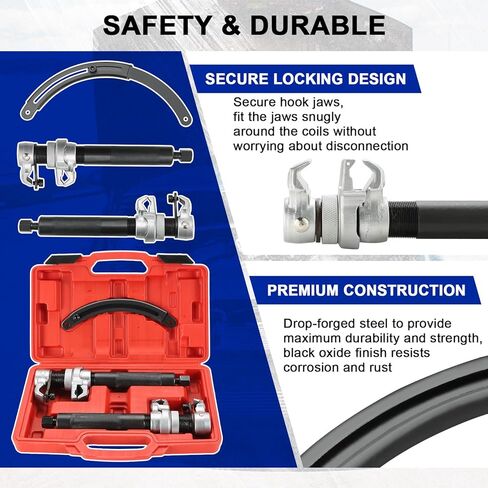 أداة ضاغط الزنبرك اللولبي DASBET | مجموعة أدوات ضاغط زنبركية ملفوفة بمشابك زنبركية مع واقي أمان - سعة 2200 رطل - فتحة فك 11 بوصة in Kuwait