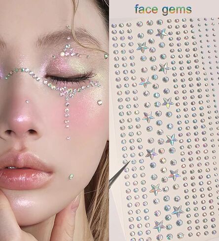 QWALIT جواهر الوجه، جواهر الشعر، جواهر الشعر، جواهر الوجه، أحجار الراين للشعر، أحجار الراين للشعر، جواهر العين، كريستالات الوجه، نجمة القلب، الماس الشعر، تلتصق لمهرجان المكياج للحفلات الراقصة in Kuwait