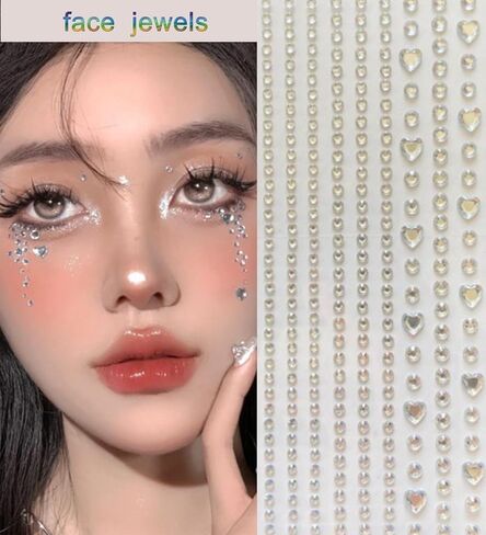 QWALIT جواهر الوجه، جواهر الشعر، جواهر الشعر، جواهر الوجه، أحجار الراين للشعر، أحجار الراين للشعر، جواهر العين، كريستالات الوجه، نجمة القلب، الماس الشعر، تلتصق لمهرجان المكياج للحفلات الراقصة in Kuwait