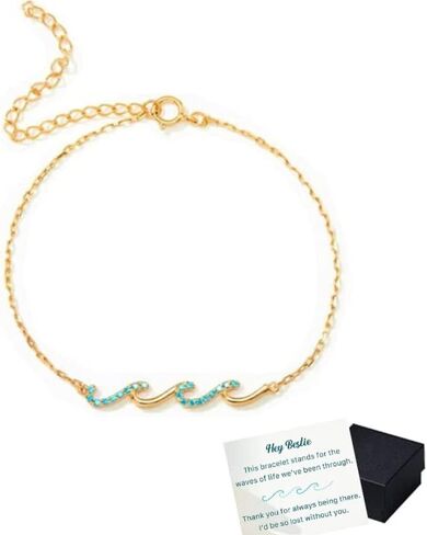I'd Be So Lost Without You Triple Wave Bracelet,S925 Sterling Silver Adjustable Ocean Beach Bracelet,Ocean Wave Boho Bracelet,Friendship Jewelry Gifts for Best Friends (Gold) in Saudi Arabia