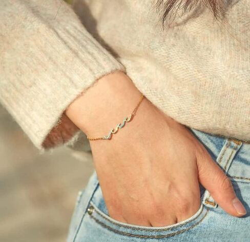 I'd Be So Lost Without You Triple Wave Bracelet,S925 Sterling Silver Adjustable Ocean Beach Bracelet,Ocean Wave Boho Bracelet,Friendship Jewelry Gifts for Best Friends (Gold) in Saudi Arabia