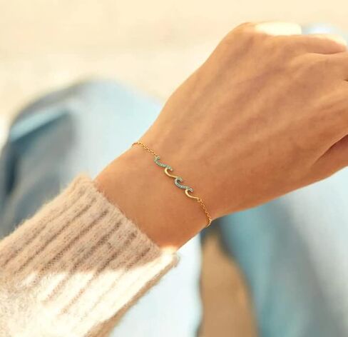 I'd Be So Lost Without You Triple Wave Bracelet,S925 Sterling Silver Adjustable Ocean Beach Bracelet,Ocean Wave Boho Bracelet,Friendship Jewelry Gifts for Best Friends (Gold) in Saudi Arabia
