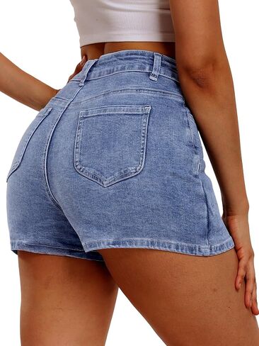 ELLEVEN Women’s Side Slit Denim Skort, High-Stretch,High Waisted,Y2K Mini Jean Skirt Shorts with 5 Pockets in Kuwait