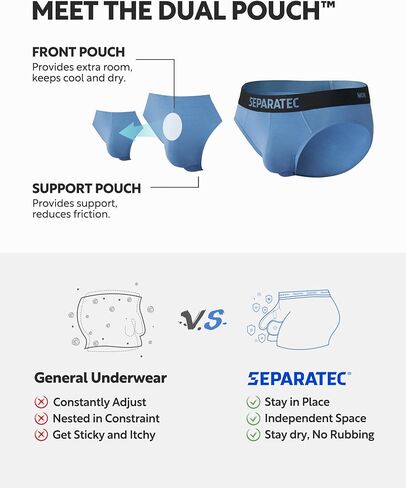 Separatec Men's Underwear Breathable Rayon Made from Bamboo Briefs Dual Pouch Underwear for Men 7 Pack in Saudi Arabia