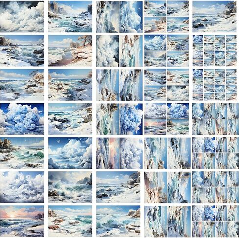 Decoupage Paper Pack (35 Sheets 6"x8") Gorgeous Paintings of Lakes at Sunset and Under Bright Moons FLONZ Vintage Illustration Pictures Cards for Decoupage, Craft and Scrapbooking in Kuwait