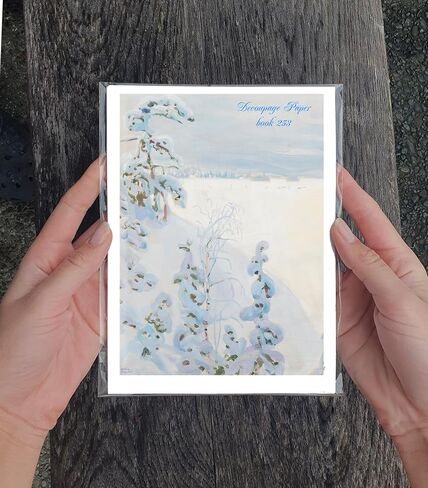 Decoupage Paper Pack (35 Sheets 6"x8") Gorgeous Paintings of Lakes at Sunset and Under Bright Moons FLONZ Vintage Illustration Pictures Cards for Decoupage, Craft and Scrapbooking in Kuwait