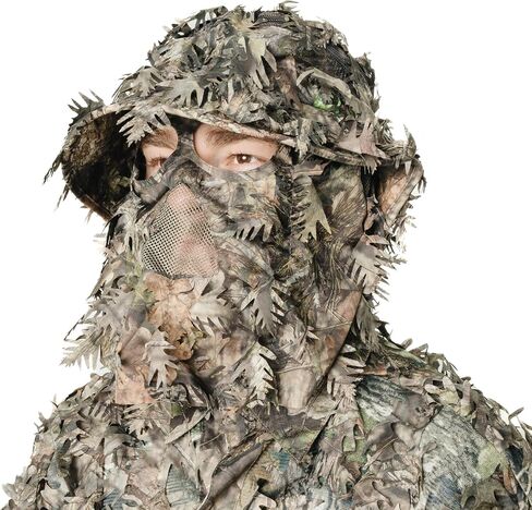 QuikCamo Men’s 3D Leafy Camo Bucket Hat with Built-in Face Mask for Turkey Hunting - Adjustable Size in Kuwait