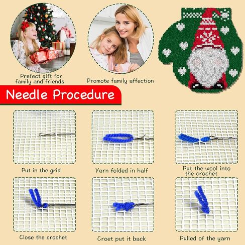 YP Latch Hook Kits for Kids and Adults Beginners Christmas DIY Rug Making Kit for Home Decoration Festival Gifts Crocheting Crafts Carpet,13" X 18"(Snowy Christmas Santa Claus) in Kuwait