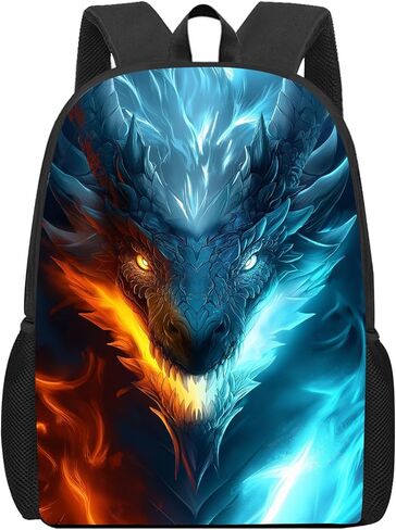 حقيبة ظهر Dragon Kids حقيبة ظهر على شكل تنين الجليد والنار للأولاد والبنات، مقاومة للماء لطلاب المدارس الابتدائية والمتوسطة والثانوية أثناء السفر، حقيبة ظهر للكمبيوتر المحمول، حقيبة ظهر على شكل حيوان وحش، 17 بوصة in Kuwait