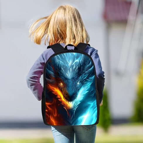 حقيبة ظهر Dragon Kids حقيبة ظهر على شكل تنين الجليد والنار للأولاد والبنات، مقاومة للماء لطلاب المدارس الابتدائية والمتوسطة والثانوية أثناء السفر، حقيبة ظهر للكمبيوتر المحمول، حقيبة ظهر على شكل حيوان وحش، 17 بوصة in Kuwait