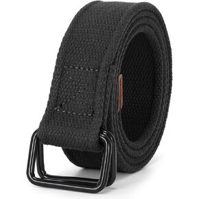 JASGOOD Men Canvas Double Ring Belt Plus Size Men Cloth Casual Belt for Jeans Pants