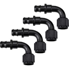 EVIL ENERGY 6AN 90 Degree Push Lock Hose Fitting End Black 4PCS