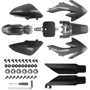 PRO BAT 7 PCs CRF50 Carbon Fiber Fender Kit XR50 Fairing Fender Kit + Fork Suspension Guard Cover Kit Fit for CRF 50 XR 50 SDG SSR 107 110 125 Pit Dirt Bike