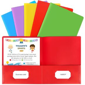 5 Color Plastic Folders with Pockets, Assorted Colors Pocket Folders for Documents, Cute Durable Folders with Pockets, Tear Resistant Folders for School, Office, Business