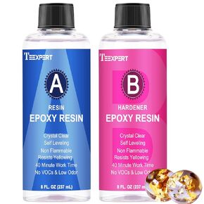 Teexpert Epoxy Resin Kit 16oz, Self-Leveling, Crystal Clear & Bubble-Free Epoxy Resin, Coating and Casting Resin for DIY Art, Jewelry, Coasters, Molds - 1:1 Easy Mix (8oz Resin and 8oz Hardener)