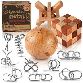 مجموعة ألغاز تحفيز العقل المعدنية والخشبية مكونة من 12 قطعة للأطفال والمراهقين والبالغين، وألعاب ألغاز ذهنية لاختبار الذكاء، وألعاب منطقية لفتح الأسلاك الصينية لجوائز الفصل الدراسي، ومجموعة أدوات تخزين 1 in Kuwait