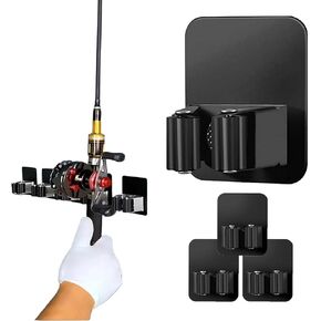 PAPAZOO Fishing Rod Holders for Garage, Non Drill Wall Mount Fishing Nets/Pole Storage Rack, Kits Including 6-Rod Rack & 4 individual Fishing Pole holders, Fits Most Rods of Diameter 0-45mm