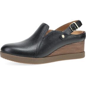 Dansko Sheridan Wedge Mule for Women - Durable Waterproof Leathers and Leather-Stacked Heel - Swivel Heel Strap with Buckle Detail to Ensure