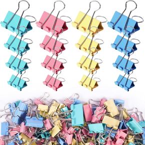 122 Pack Binder Clips, Binder Clips Assorted Sizes, Medium Small Mini and Micro, Paper Clamps Paper Clips Colored Binder Clips Office Supplies
