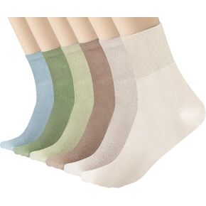 Thin Socks Women 6 Pairs Thin Cotton Socks for Women, Breathable, Multi-Color, Versatile for Daily Use, Size 5-9