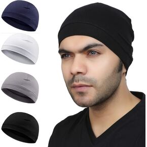BISMAADH 5 Pieces Cooling Helmet Liner - Dew Rag Skull Cap Beanie Running Hat - Head Wrap, Fits Under Helmets Cycling, Sports