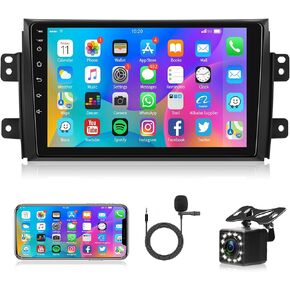 2G 32G for Suzuki SX4 2006-2013 Android Car Stereo with Apple Carplay, Rimoody 9 Inch Touch Screen Car Radio with GPS Navigation Bluetooth FM HiFi WiFi+ Backup Camera
