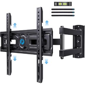Pipishell Full Motion TV Wall Mount for Most 26-60 inch Flat & Curved TVs up to 77 lbs, Adjustable Bracket Height, Single Articulating Arm, Extension, Max VESA 400x400mm, PIMF9