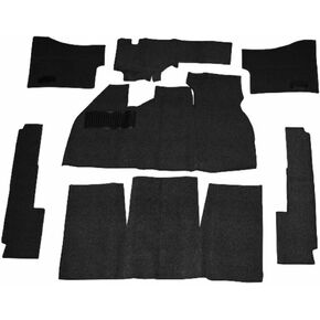Carpet Kit, 7 Piece with Footrest, for Beetle 69-72, Black, Compatible with Dune Buggy