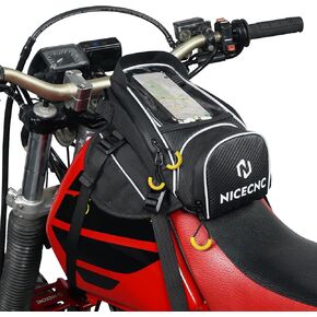 NICECNC Motorcycle Tank Bag Magnetic, Phone Visor Design 6 Magnets & 5 Straps Reinforced Fastening Anti-slip 6.7 Inch Phone Pouch, Universal for Most Motorcycles Adventure Dual Sport Black