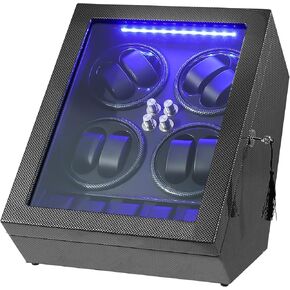 ملفاف ساعة Davivy، 8 ملفاف ساعة أوتوماتيكي مع 5 أماكن تخزين للساعة، ملفاف ساعة مع محرك هادئ للغاية، ضوء LED أزرق ووسائد مرنة، محول تيار متردد متضمن in Kuwait