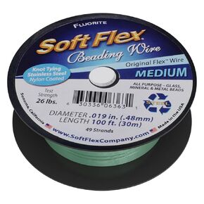Soft Flex Kink Resistant Knot Tying Hypoallergenic Jewelry Making Wire, 49 Strand Braided Stainless Steel Beading Wire .019 Medium Diameter 100 ft Satin Silver Nylon Color Coating