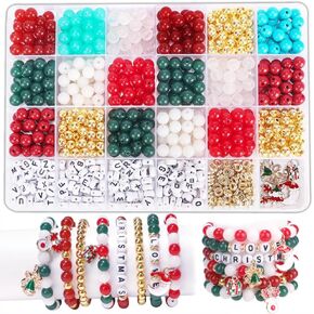 مجموعة أدوات صنع الأساور من الخرز الزجاجي لعيد الميلاد من Enjoymade، مجموعة أدوات صنع المجوهرات على شكل قلادة سوار جميلة للفتيات، مجوهرات خرز فقاعات متدرجة من الأكريليك السائبة للفتيات، هدية عيد ميلاد للفتيات (أزرق)