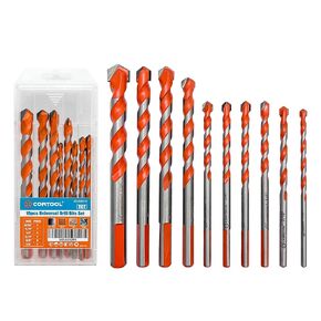 Masonry Drill Bits Set for Tile, Brick, Cement, Concrete, Glass, Plastic, Cinder Block, Wood, Fully Ground with Carbide Tips and Hex Shank Quick Change (5/32"-3/8" Masonry Drill Bits 7PCS Set)