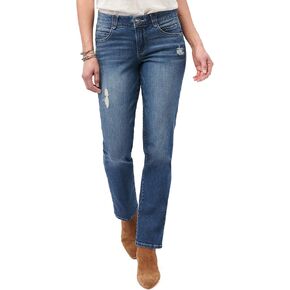 Democracy Women's Ab Solution High Rise Straight Leg, Blue, 6