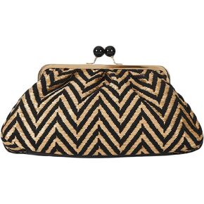 Verdusa Women's Ruched Woven Clutch Handbags Kiss Lock Purses Wallet