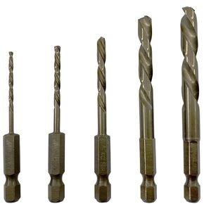NordWolf 10-Piece Left Hand Drill Bit and Screw Extractor Set, M35 Cobalt Steel with 1/4" Hex Shank, SAE Sizes 5/64"-7/64"-5/32"-1/4"-19/64" in Storage Case