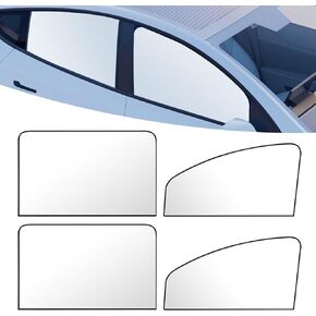 4 PCS Car Side Window Sun Shade Replacement, 20CM x 50CM x 80CM Front Side Window Protectors, 80CM x 50CM Vehicle Rear Window Curtain, Universal Accessories for Most Cars (Silver)