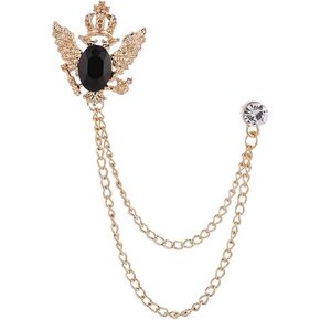 Vintage Eagle Chain Rhinestone Brooch Pin for Women Men Solitaire Crystal Bird King Crown Long Tassel Brooches Lapel Collar Suit Shirt Hat Tuxedo Brooches Pins Fashion Wedding Jewelry Gift Clothes Decoration