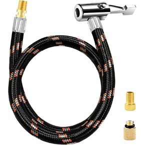 GODESON 20" Tire Inflator Hose Adapter, Air Chuck with Green Rubber Hose and Standard Tire Valve Fine Thread, Schrader Valve Adapter for Tire Pump's Twist on Convert to Lock on Connection