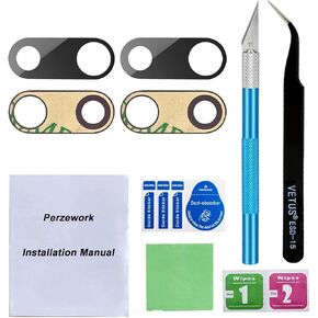 Perzework 2 Set Original Back Rear Camera Lens Glass Replacement for iPhone 12 and iPhone 12 Mini with pre-Installed Adhesive and Reparing Toolkit