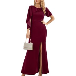 SouqFone Women Formal Prom Dress Sleeveless Ruffle Bodycon Cocktail Evening Wedding Slit Mermaid Maxi Dress in Saudi Arabia