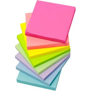 AiTodos Sticky Notes 3 * 3 in, 8 Books, 800pcs Sticky Note, Recycled Sticky Note Pads, Suitable for Teachers, Students, Offices, Colorful Sticky Notes, Strong Adhesive, Super Self-Stick Note Pads