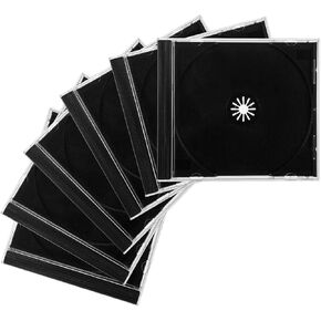 6 PCS Standard Single Clear CD Jewel Case, 10 mm Slim CD Storage Box with Assembled Black Tray, Durable Plastic CD DVD Cover for Protection Replacement, Car Accessories
