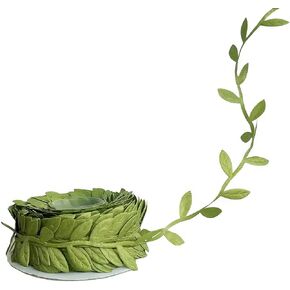 Leaf Ribbon 20 Yard Fabric Ribbons Roll Green Leaf Ribbon 1" Width Artificial Olive Leaf Trim Ribbon or Gift Wrapping Craft DIY