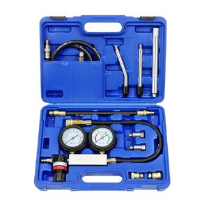 Multi-Function Cylinder Leak Down Tester Automotive Kit Gasoline Engine Compression Tester Dual Gauge Leakdown Detector Tool Set for Pressure Check & Leakage Rate Test with Extension Rod
