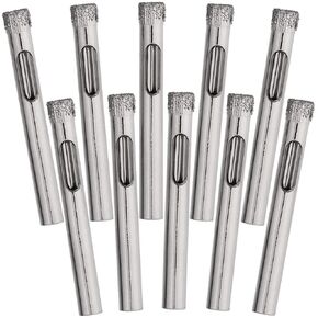 10 Pack Diamond Drill Bit Set, 6mm (1/4inch) Small Diamond Hole Saw Kit for Glass, Ceramics, Porcelain, Ceramic Tile, Marble